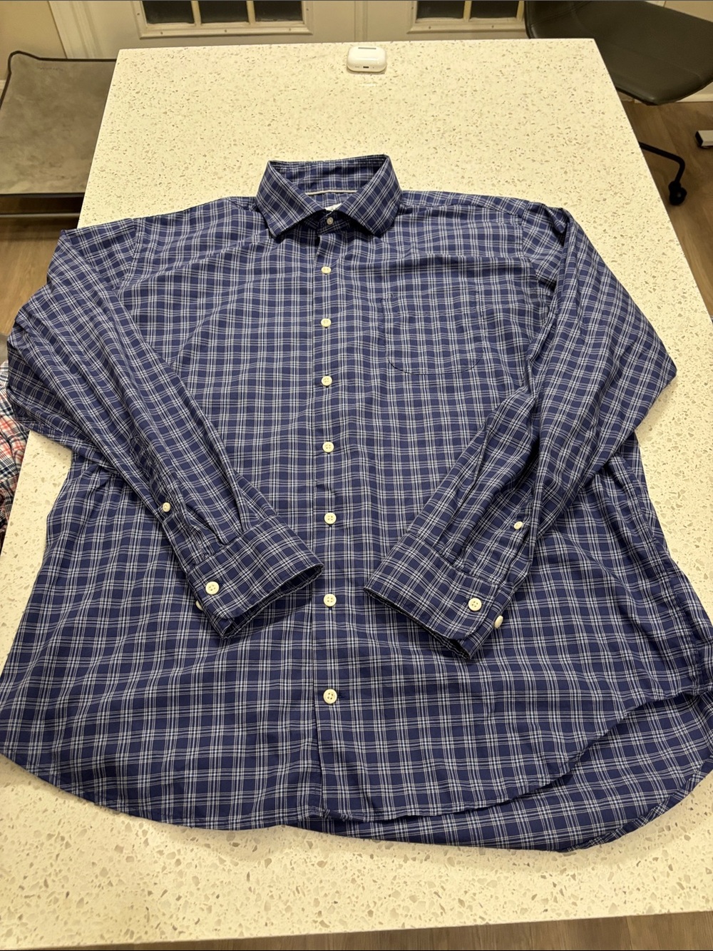 Men's Blue Plaid Button-Down Shirt